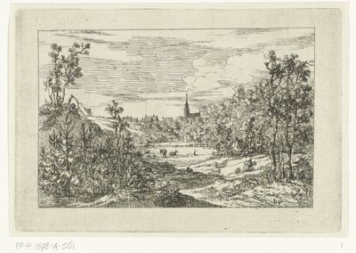 Dune Landscape and View of Houses and Church of Scheveningen by Dirk Vis Blokhuyzen