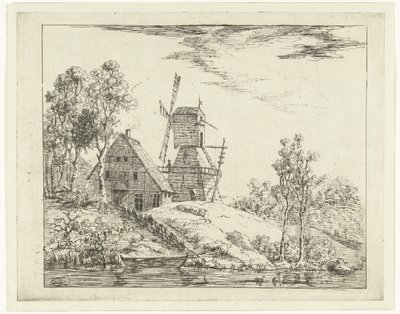 Landscape with Farm and Mill in Holstein by Dirk Vis Blokhuyzen