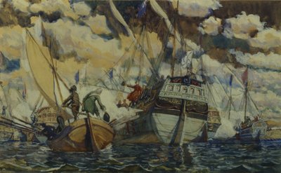 Peter I and Lefort. The Fleet of Peter I on Lake Pleshcheyevo by Dmitri Nikolayevich Kardovsky
