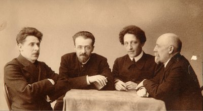 Group Portrait of Poets Alexander Blok, Georgii Chulkov, Konstantin Erberg, and Fyodor Sologub by Dmitri Spiridonovich Zdobnov
