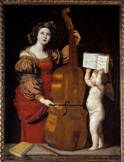 Saint Cecile with an angel holding a score by Domenichino