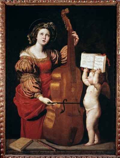 St Cecilia with an angel holding a score by Domenichino