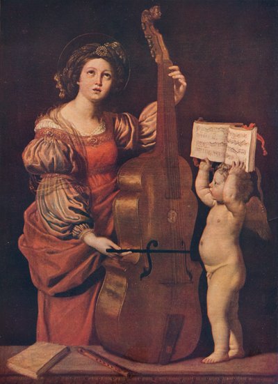 Saint Cecilia with an Angel Holding a Musical Score by Domenichino