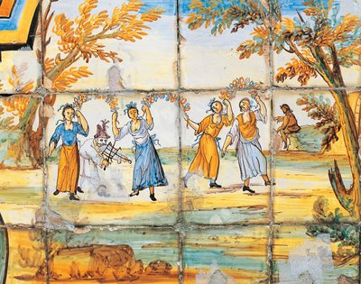 Detail of Majolica Decoration of Cloister of Poor Clares by Domenico Antonio Vaccaro