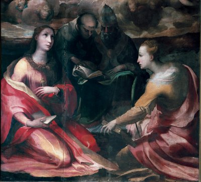 Christ crowning the Virgin Mary and Four Saints, detail by Domenico Beccafumi