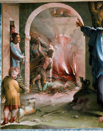Publius Mucius Scaevola Throwing His Colleagues at the Bucher by Domenico Beccafumi