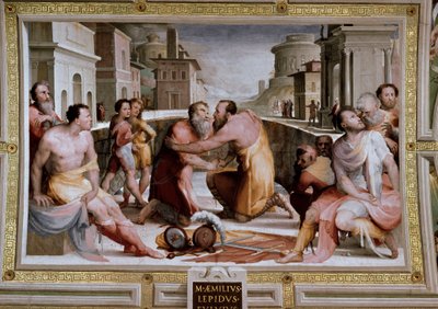 The Conciliation of the Roman Consul Marcus Fulvius Flaccus and Marcus Aemilius Lepidus by Domenico Beccafumi