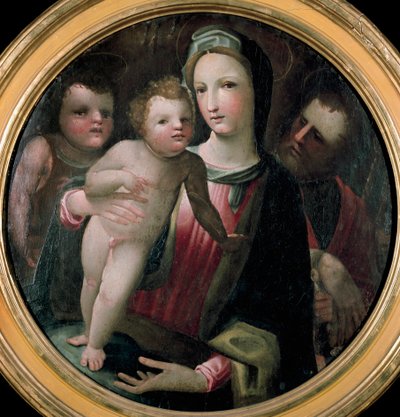 Tondo of the Holy Family with Saint John the Baptist Child by Domenico Beccafumi