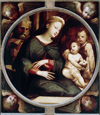 Tondo Surrounds Angels with Holy Family with Saint John the Baptist Child by Domenico Beccafumi