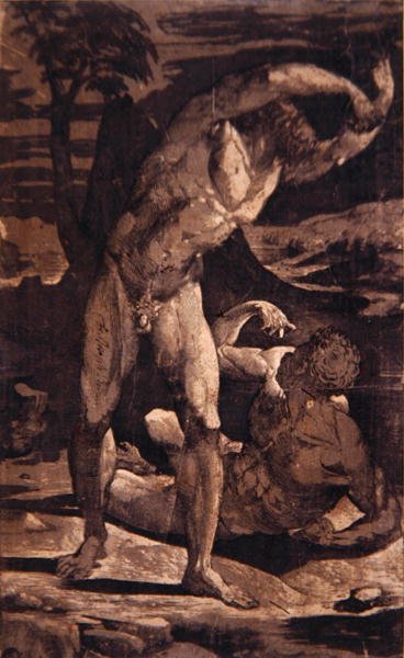Two Male Nudes in a Landscape, c.1540-80 by Domenico Beccafumi