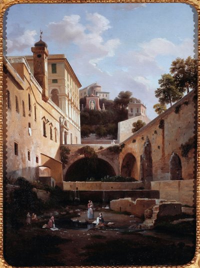 View of a Side of Villa del Principe or Palazzo di Andrea Doria a Genes, Italy by Domenico Cambiaso
