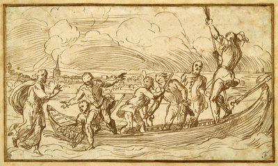 Christ and St Peter Walking on the Water by Domenico Campagnola