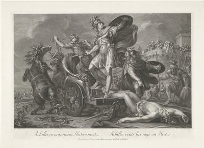 Achilles Drags the Body of Hector Behind His Chariot by Domenico Cunego