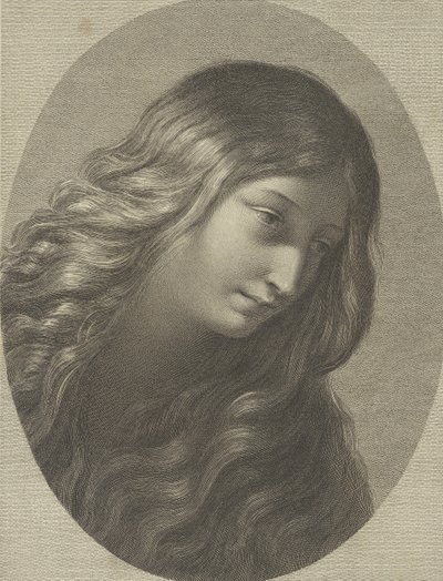 The Head of Mary Magdalene Looking Down to the Right, in an Oval Frame, after Ren, ca. 1745-1803 by Domenico Cunego