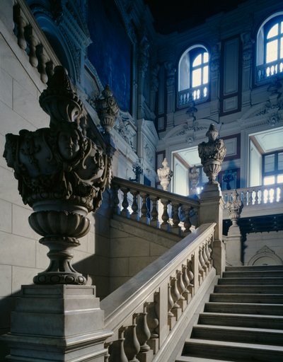 Glimpse of Grand Staircase of Honor by Domenico Ferri, Royal Palace, Turin by Domenico Ferri