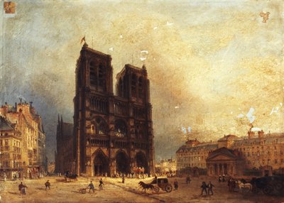 View of the Parvis of Notre-Dame, circa 1835 by Domenico Ferri