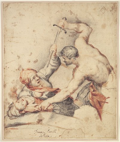Man Attacking a Mother and Child by Domenico Fiasella
