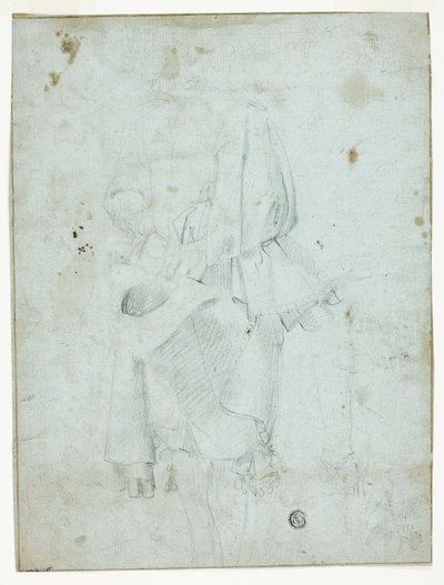 Standing Youth Holding Hat, and Sketch of Legs by Domenico Fiasella
