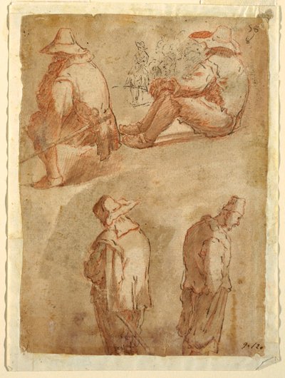 Figural Studies of Five Men by Domenico Gargiulo, called Micco Spadaro