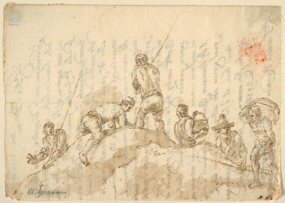 Figures on a Hill by Domenico Gargiulo, called Micco Spadaro