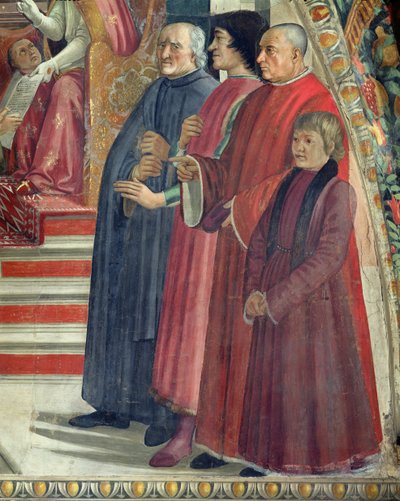 St. Francis receiving the Rule of the Order from Pope Honorius, scene from the cycle of the Life of St. Francis of Assisi, 1486 (detail) by Domenico Ghirlandaio