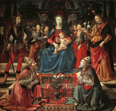 Madonna and Child Enthroned with Saints Zenobius, Just, Michael the Archangel, and Raphael the Archangel (ca 1483) by Domenico Ghirlandaio