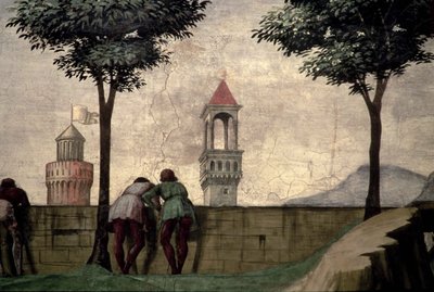 Men Looking over a Wall, from the Visitation by Domenico Ghirlandaio