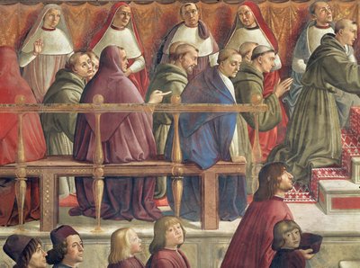 The Approval of the Order by Pope Honorius III, Scene from the Life of St. Francis of Assisi (detail) by Domenico Ghirlandaio