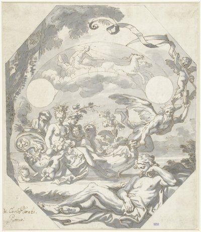 Design for a Clock Face with a Mythological Allegory by Domenico I Piola (attributed to)