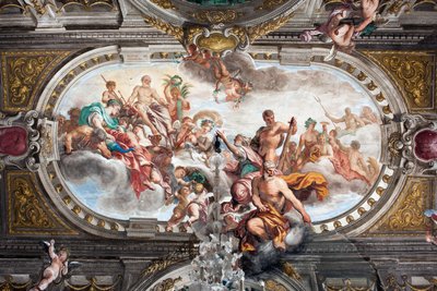 The Offer to Jupiter of the Keys of the Temple of Janus (or Allegory of Peace), Ceiling of the Noble Floor by Domenico I Piola