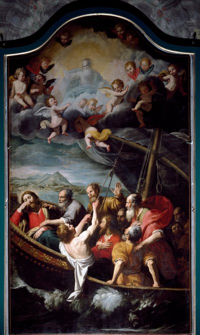 Saint Nicholas Calms the Storm (Painting by Domenico Fiasella) by Domenico Il Sarzana Fiasella