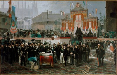 Ceremony for the cornerstone of Vittorio Emanuele II gallery by Domenico Induno
