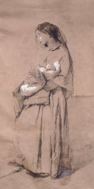 Mother forsaken by Domenico Induno
