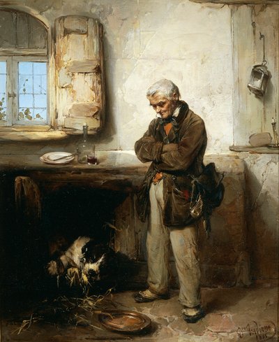 Old man and dog by Domenico Induno