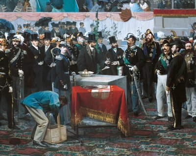 The Laying of the Cornerstone of the Galleria Vittorio Emanuele in Milan (detail) by Domenico Induno