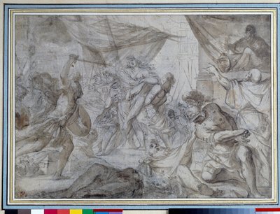 Soldiers abducted a queen and carried her in a ship by Domenico Maria Canuti