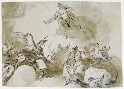 Christ Among Angels in the Clouds by Domenico Mondo
