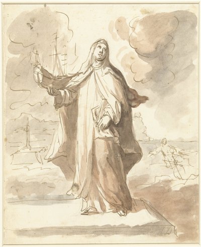 Saint Bridget Standing with the Ship in Her Right Hand by Domenico Mondo