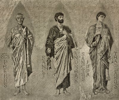 Saints Peter, Andrew and Jude the Apostle, cartoons for mosaic in Amalfi cathedral by Domenico Morelli