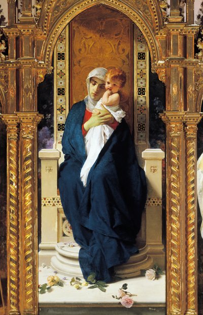 Tryptych of Madonna of Roses, by Domenico Morelli (detail) by Domenico Morelli