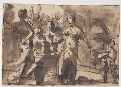 Eliezer and Rebecca at the Well at the City of Nahor by Domenico Piola