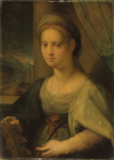 Portrait of a lady as Saint Catherine of Alexandria by Domenico Puligo