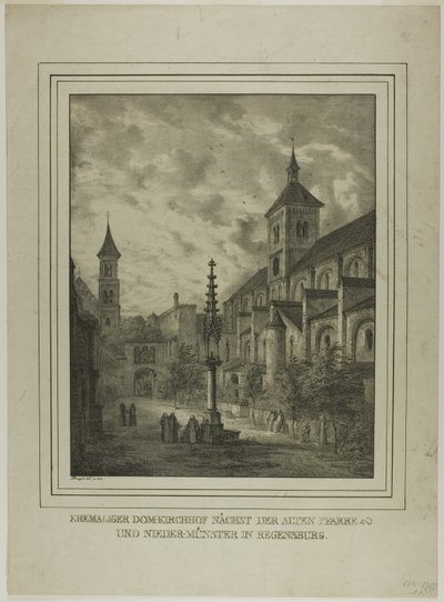Former Cathedral Churchyard near the Old Rectory and Minster in Regensburg by Domenico Quaglio