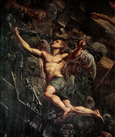 The descent of Jesus Christ to limbo (detail). Painting by Jacopo Robusti detto il Tintoretto by Domenico Robusti Tintoretto