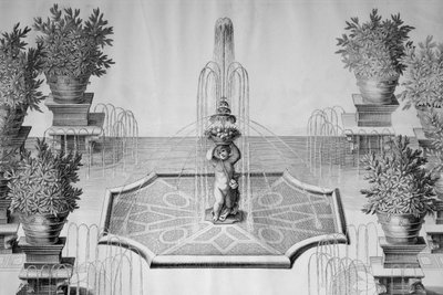 The fountain of flowers in garden of Villa Barbarigo at Valsanzibio (Veneto), engraving by Domenico Rossetti from Le fabbriche e i giardini dell
