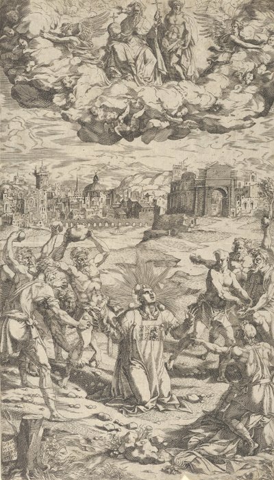 The Stoning of Saint Stephen, 16th century by Domenico del Barbiere