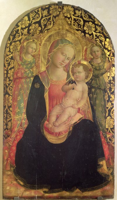 Madonna of Humility with two angels, 1460 by Domenico di Michelino