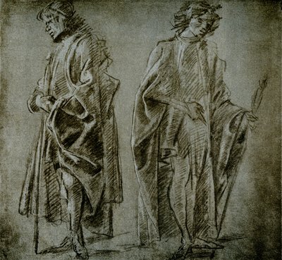 Drapery studies for two male figures by Domenico school of Ghirlandaio