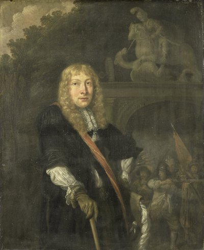 Portrait of an Officer of the Leiden Civic Guard in Front of the Gate of the Headquarters of the St. George Guards by Domenicus van Tol