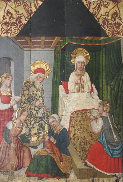 Panel with the Birth of St. John the Baptist from Retable, 15th century by Domingo Ram